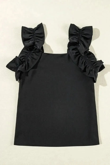 Ruffled Square Neck Tank - Bad Moms Club