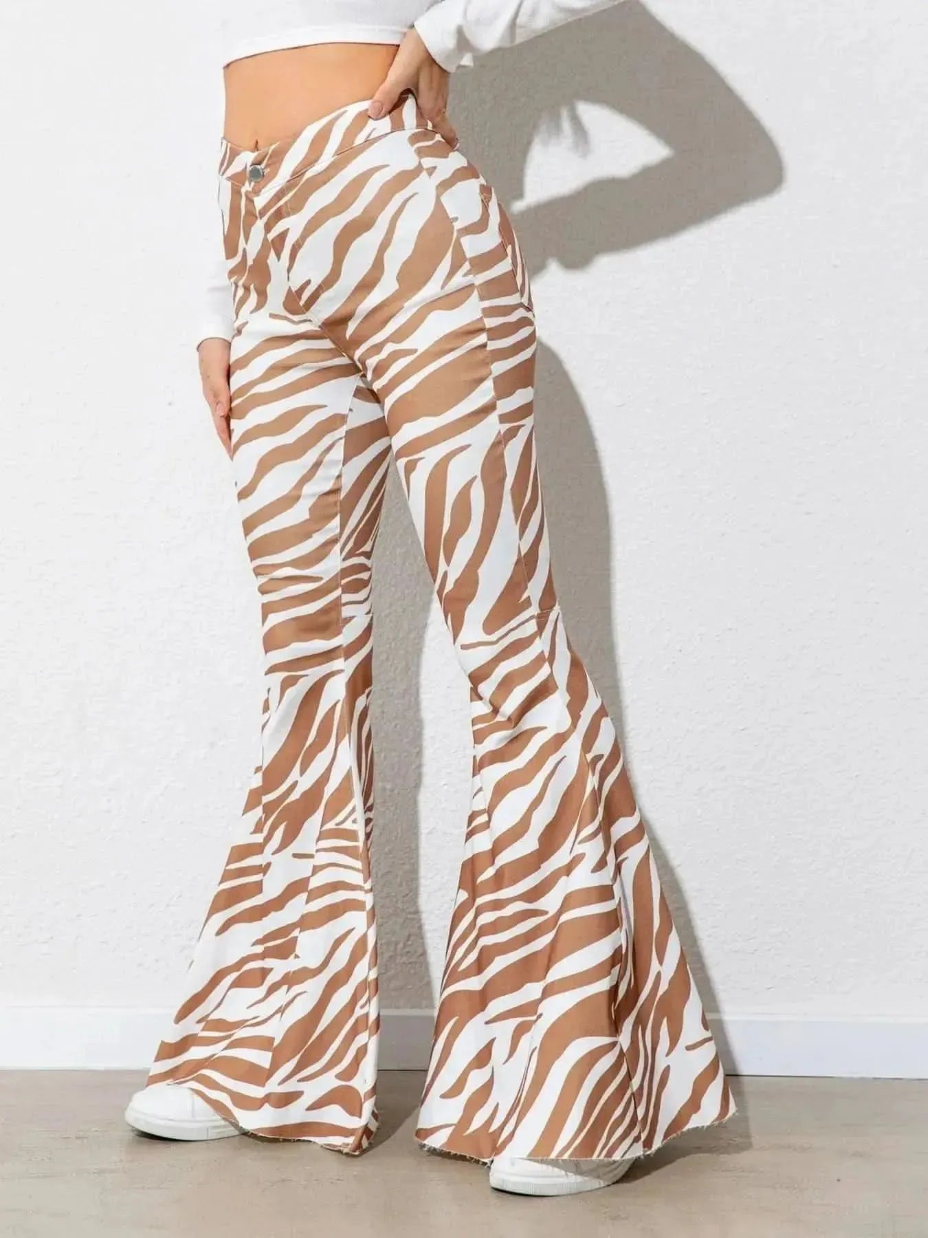 Floral High Waist Flare Leg Pants - Bad Moms Club
