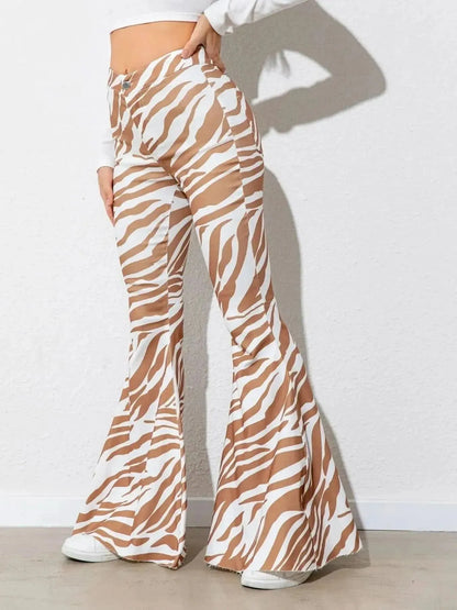 Floral High Waist Flare Leg Pants - Bad Moms Club