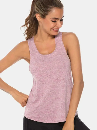 Full Size Scoop Neck Wide Strap Active Tank - Bad Moms Club