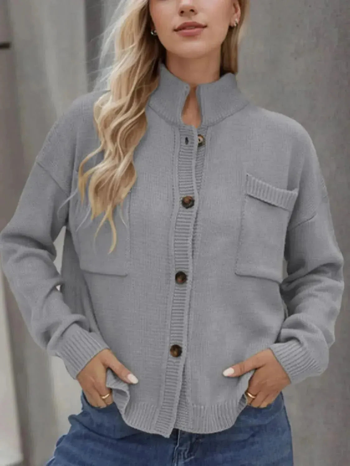 Button Up Long Sleeve Cardigan - Bad Moms Club