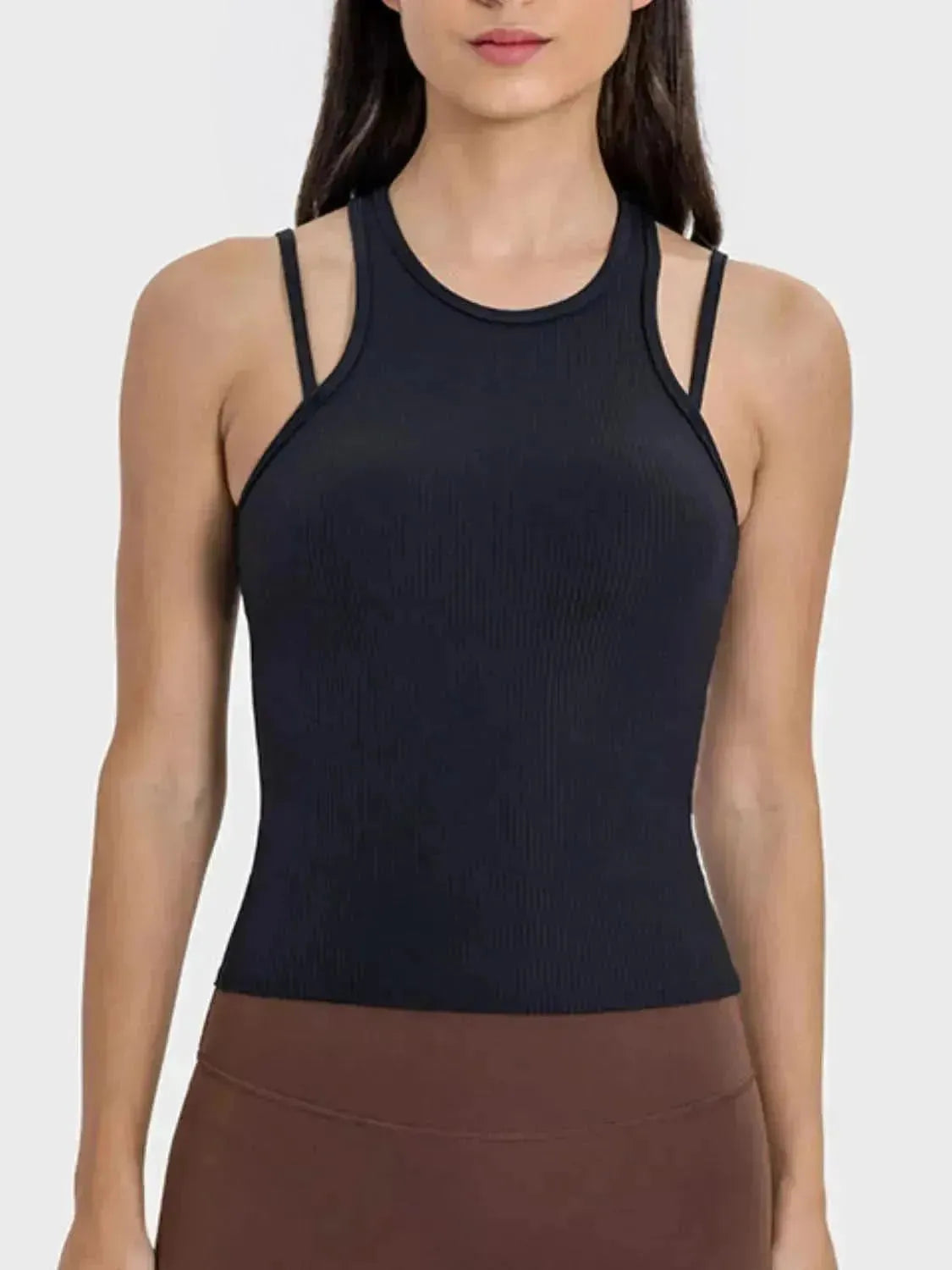 Cutout Round Neck Racerback Active Tank - Bad Moms Club