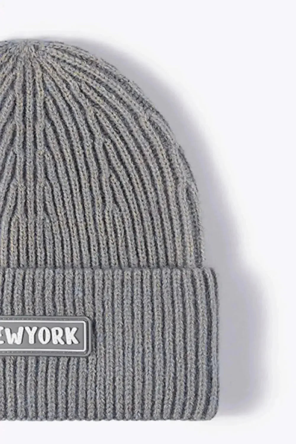 NEWYORK Patch Rib-Knit Cuffed Beanie - Bad Moms Club