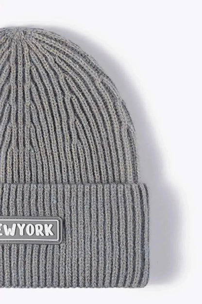 NEWYORK Patch Rib-Knit Cuffed Beanie - Bad Moms Club