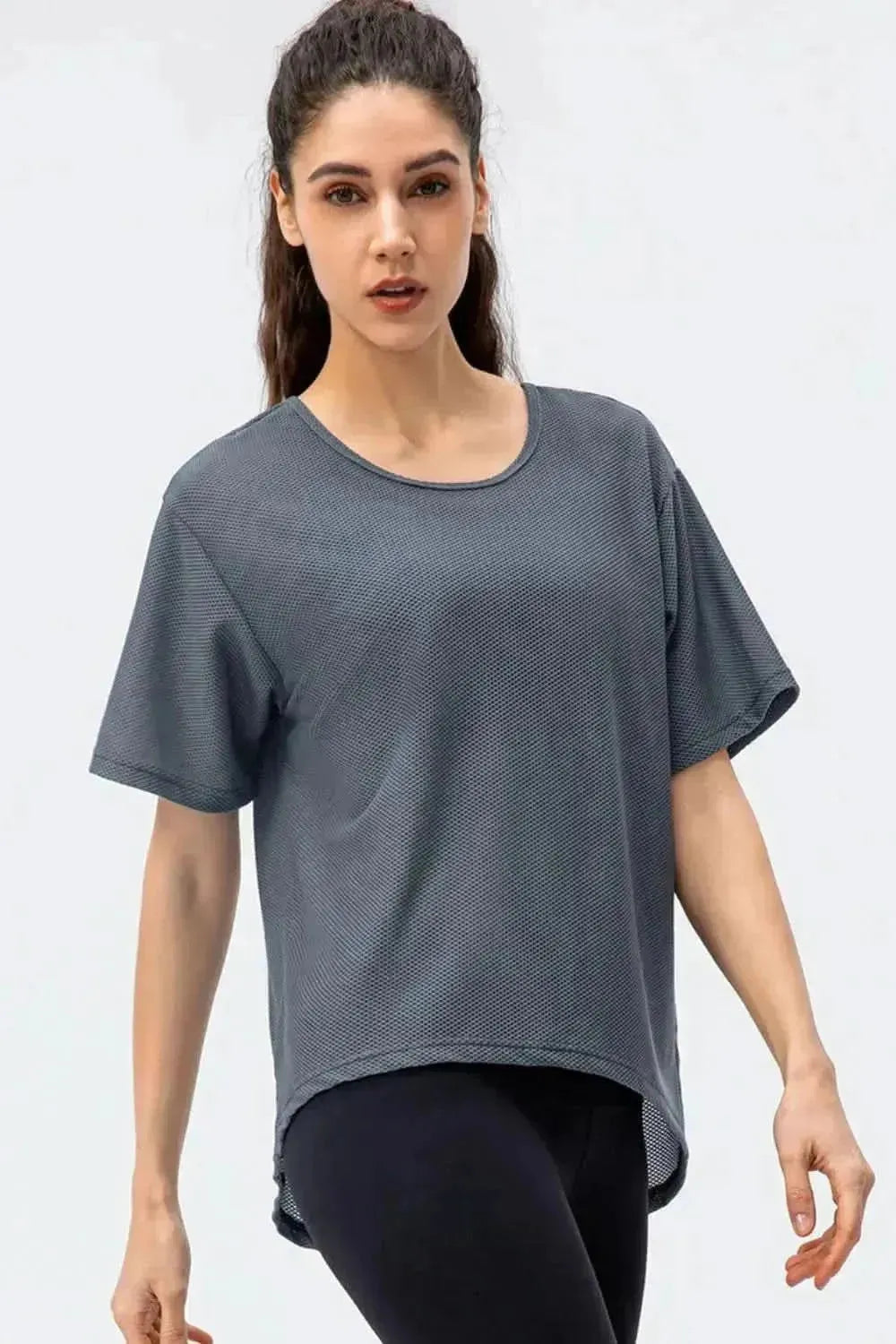 Round Neck Short Sleeve Active Tee - Bad Moms Club