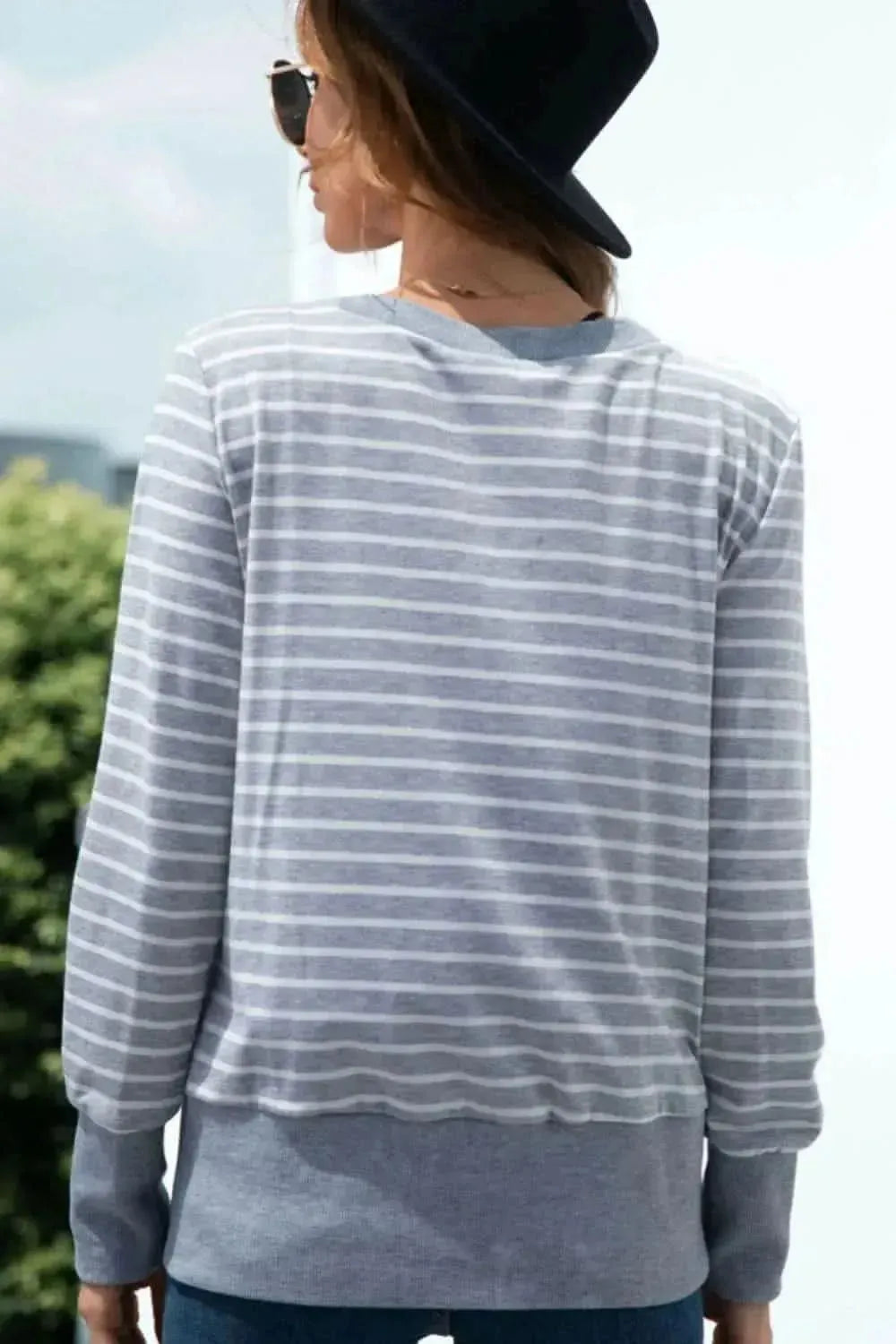 Striped Snap Down Long Sleeve Cardigan - Bad Moms Club