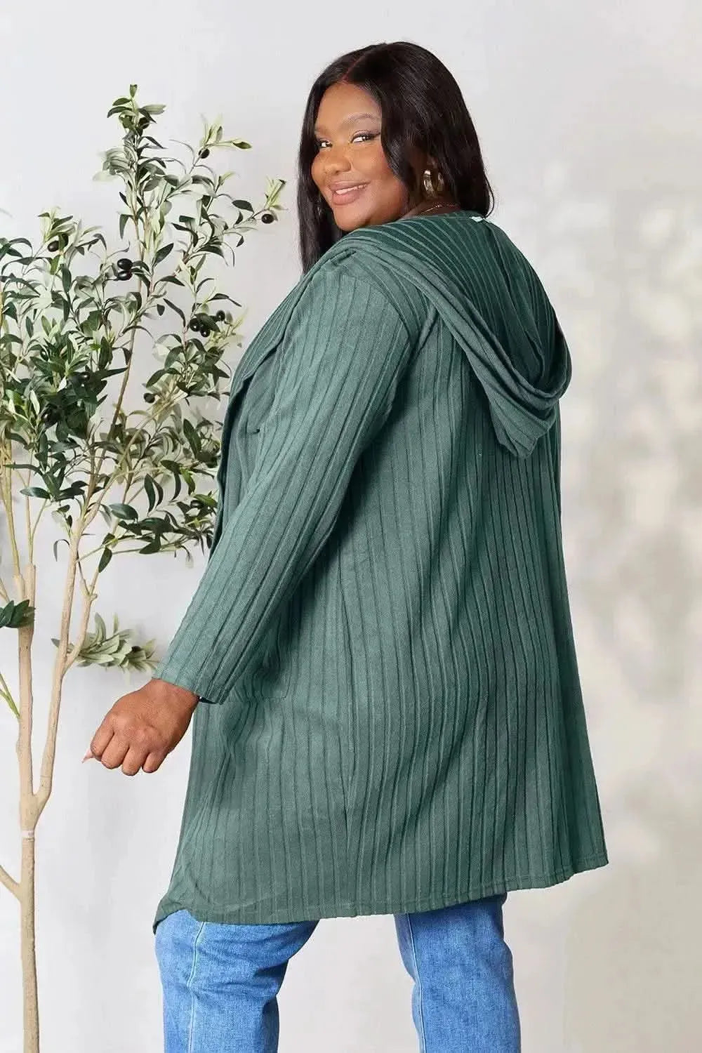 Basic Bae Full Size Hooded Sweater Cardigan - Bad Moms Club