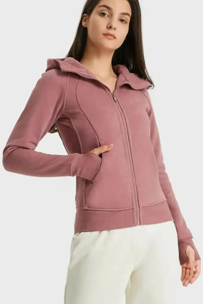 Zip Up Seam Detail Hooded Sports Jacket - Bad Moms Club