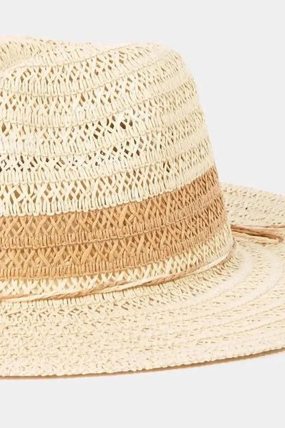 Fame Contrast Straw Braided Sun Hat - Bad Moms Club