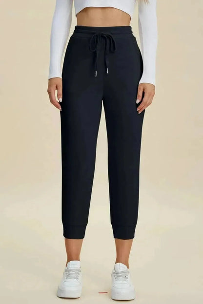 Basic Bae Full Size Air Scuba Drawstring High Waist Cropped Pants - Bad Moms Club