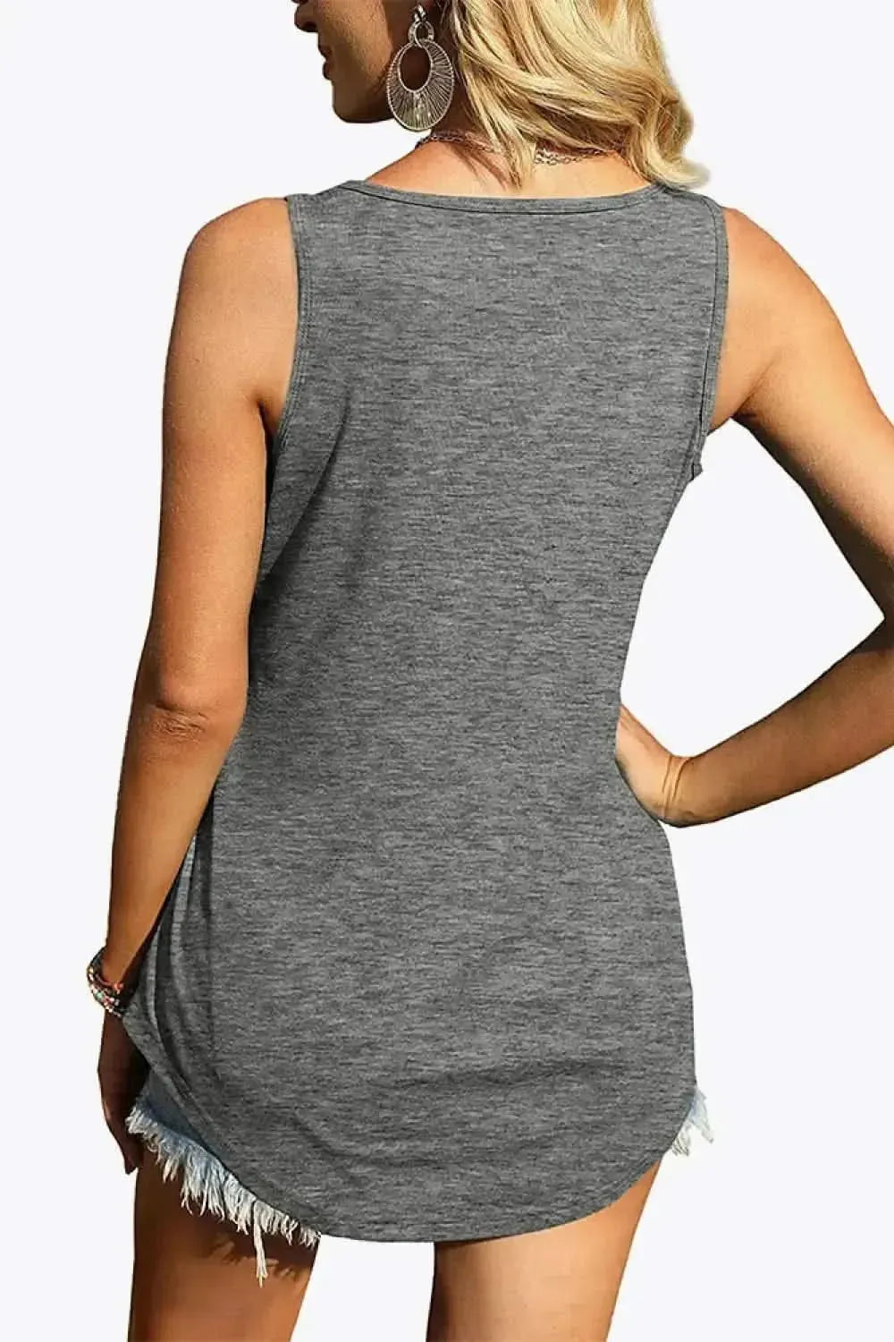 Curved Hem Square Neck Tank - Bad Moms Club