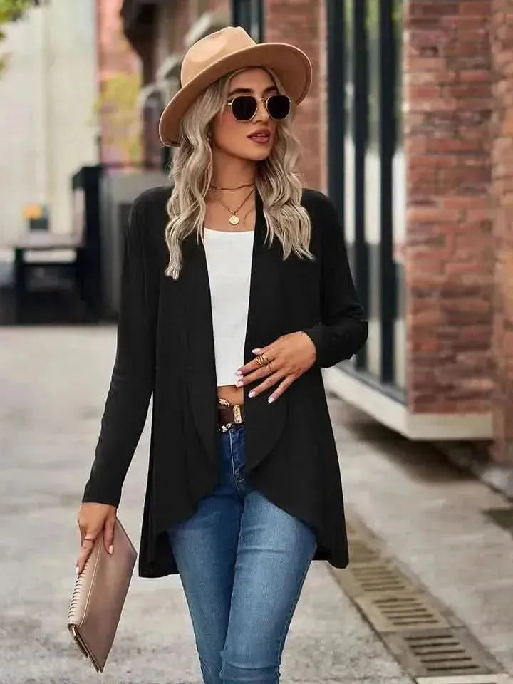 Open Front Long Sleeve Cardigan - Bad Moms Club