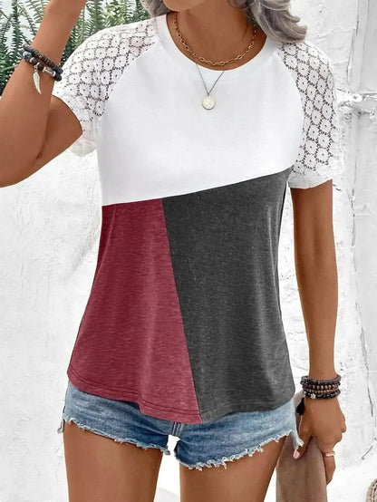 Ivy Lane Color Block Raglan Sleeve Round Neck Tee - Bad Moms Club
