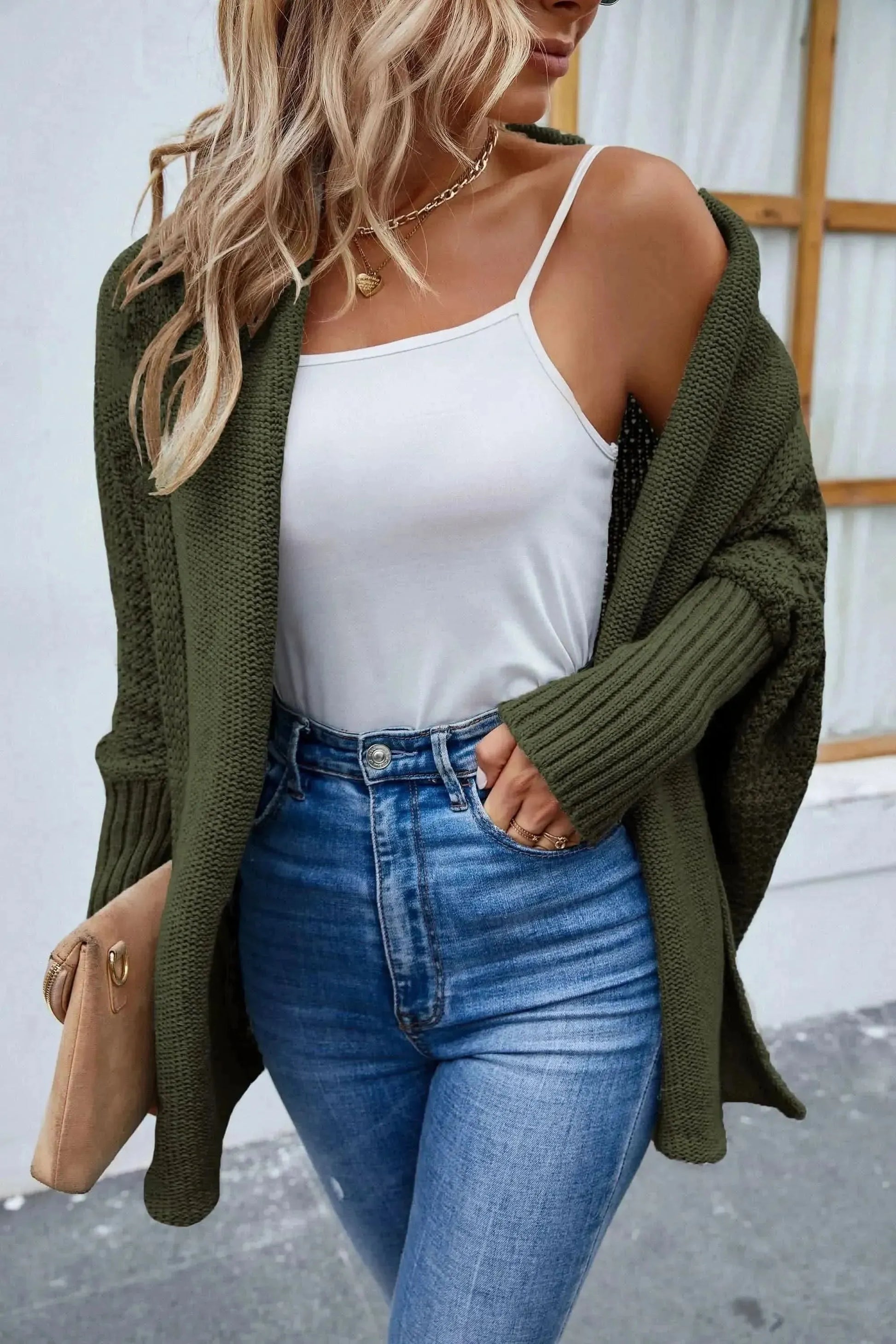Open Front Long Sleeve Cardigan - Bad Moms Club