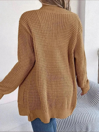 Open Front Long Sleeve Cardigan with Pockets - Bad Moms Club