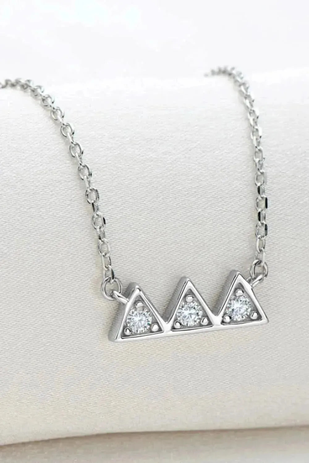 Moissanite Triangle Platinum-Plated Necklace - Bad Moms Club