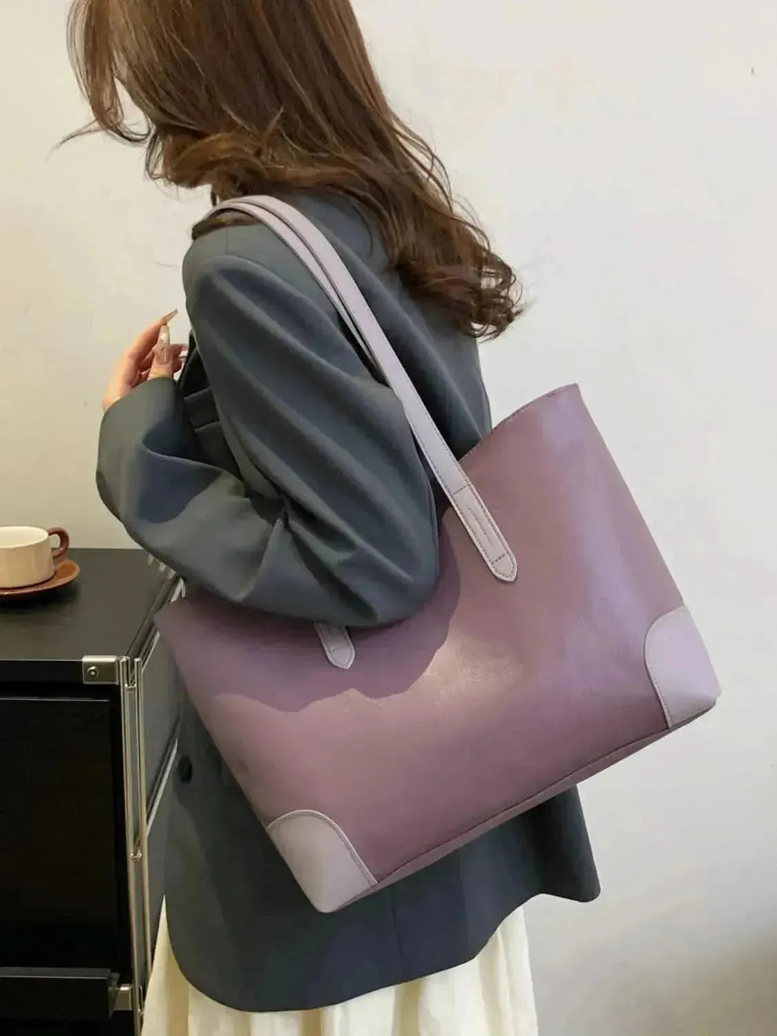 PU Leather Medium Tote Bag - Bad Moms Club