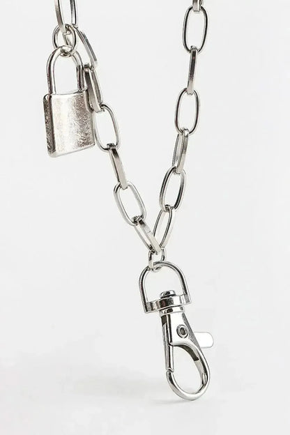 Double Layered Iron Chain Belt with Lock Charm - Bad Moms Club