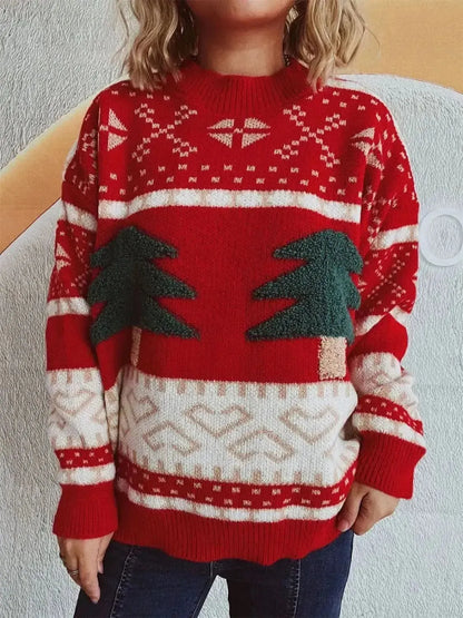 Christmas Tree Mock Neck Long Sleeve Sweater - Bad Moms Club