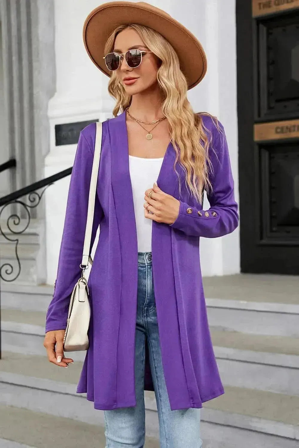 Open Front Long Sleeve Cardigan - Bad Moms Club