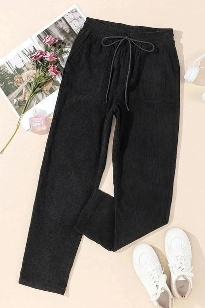 Drawstring Straight Pants with Pockets - Bad Moms Club