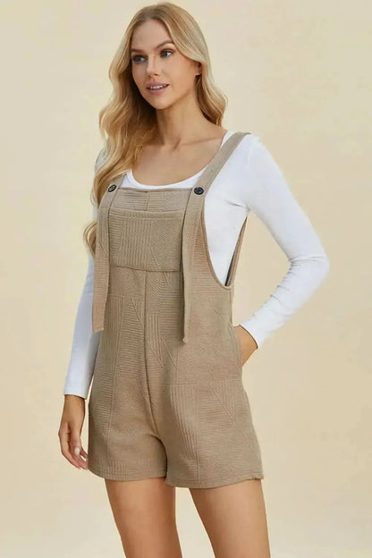 Double Take Full Size Texture Sleeveless Romper - Bad Moms Club