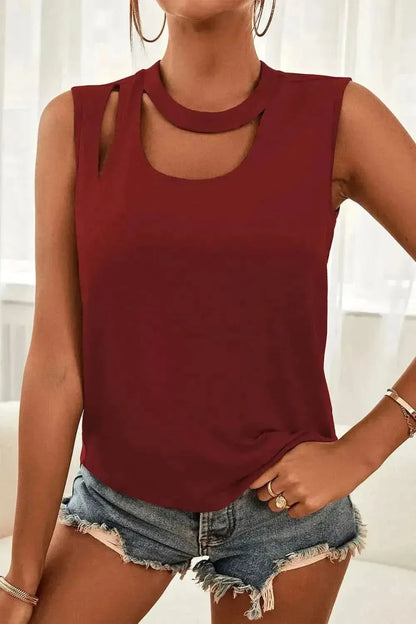Cutout Sleeveless Top - Bad Moms Club