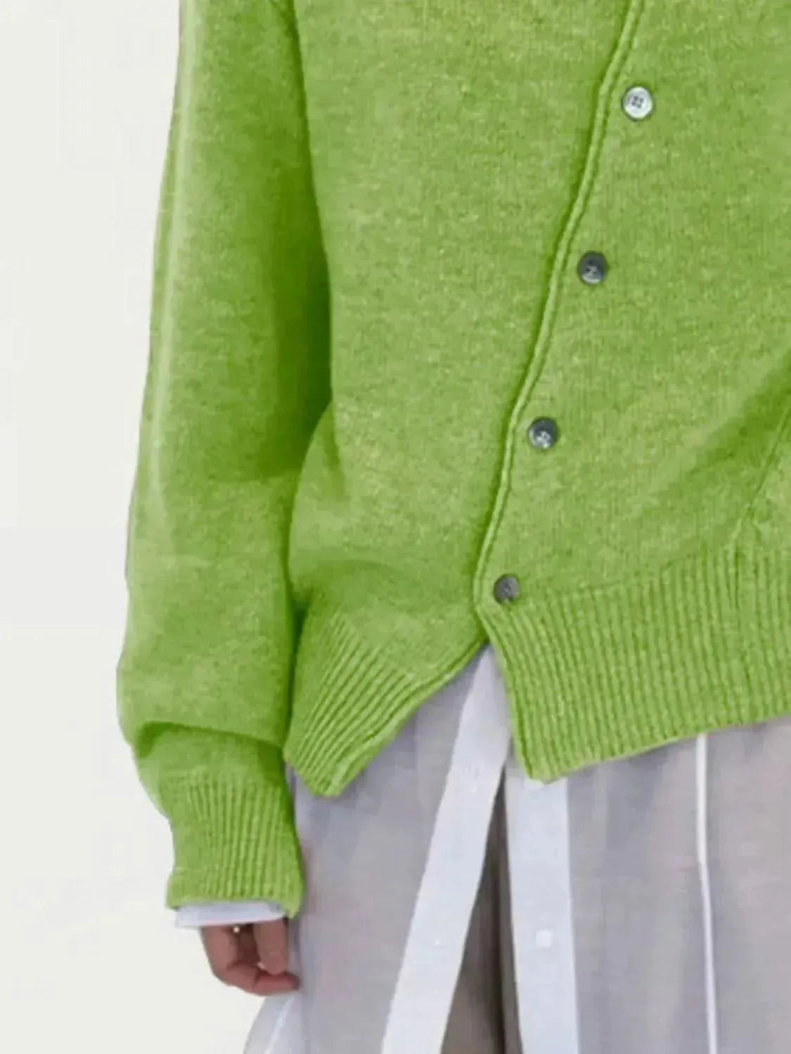 Dropped Shoulder Buttoned Cardigan - Bad Moms Club