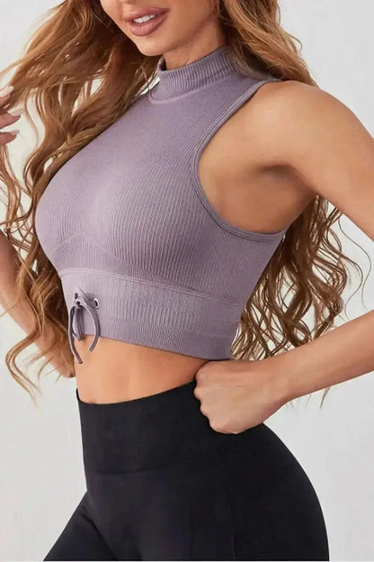 Mock Neck Ribbed Sports Tank - Bad Moms Club