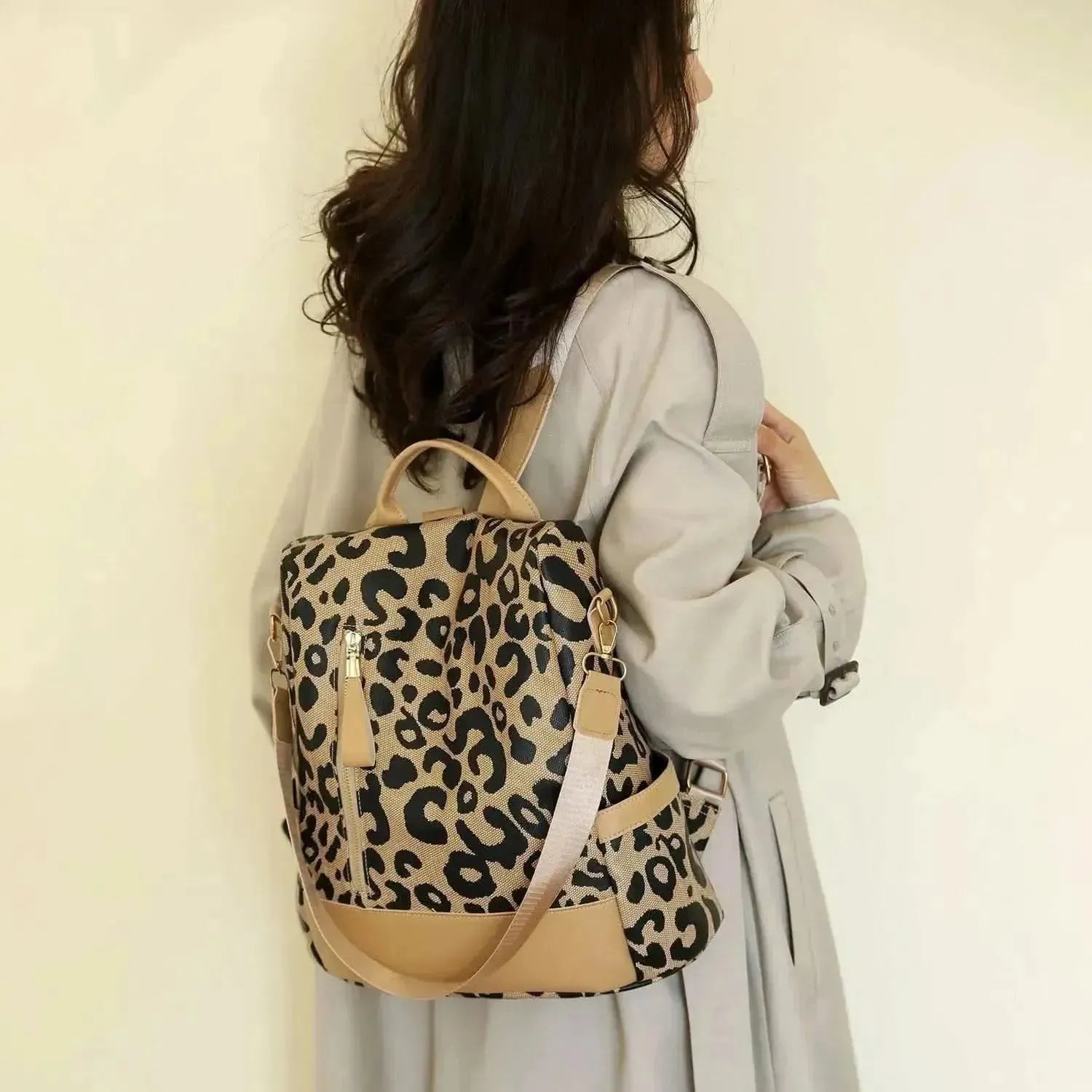 Leopard PU Leather Backpack Bag - Bad Moms Club