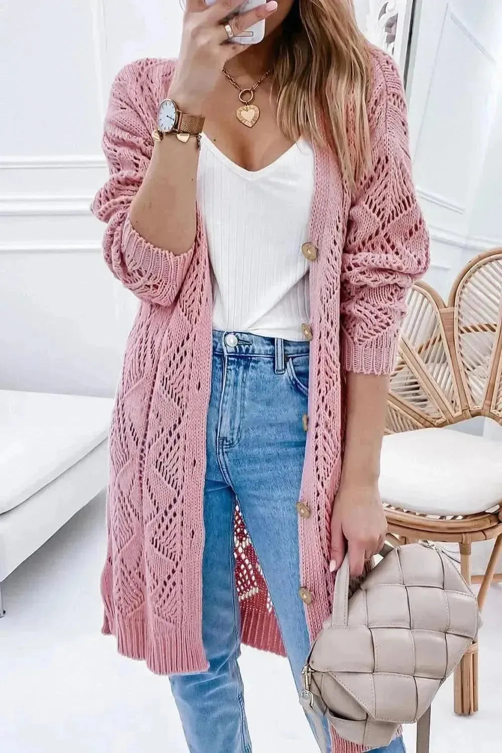 V-Neck Long Sleeve Cardigan - Bad Moms Club