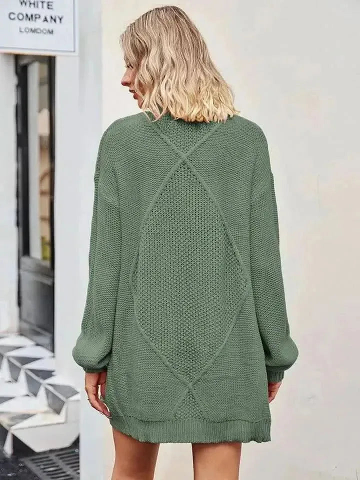 Cable-Knit Long Sleeve Cardigan - Bad Moms Club