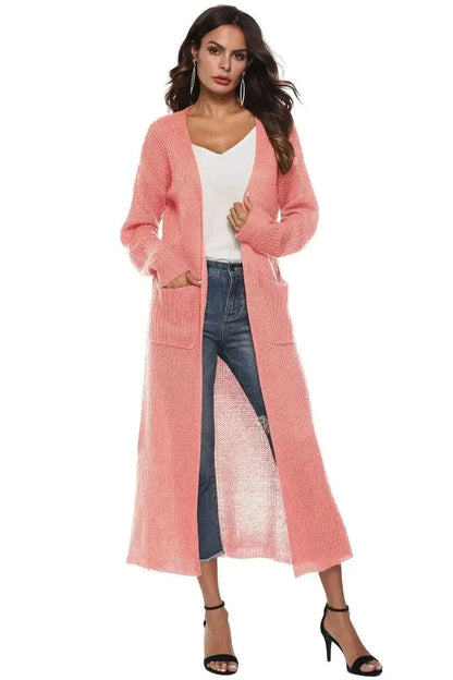 Long Sleeve Open Front Buttoned Cardigan - Bad Moms Club