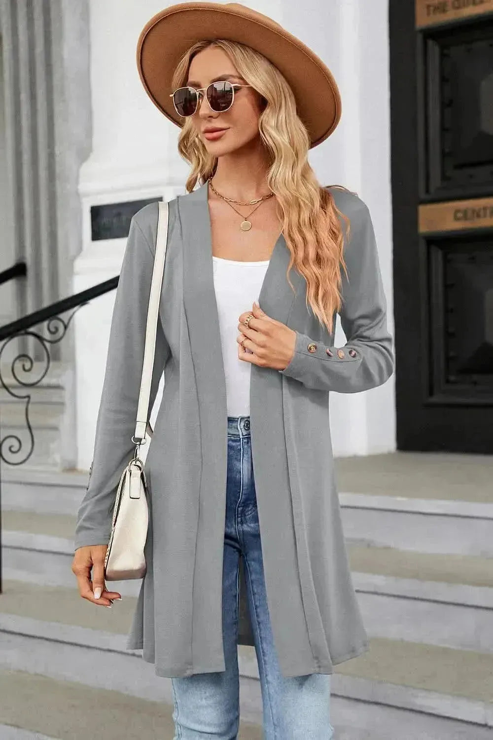 Open Front Long Sleeve Cardigan - Bad Moms Club