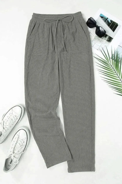 Drawstring Straight Pants with Pockets - Bad Moms Club