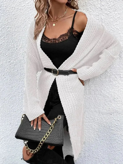 Open Front Dropped Shoulder Longline Cardigan - Bad Moms Club