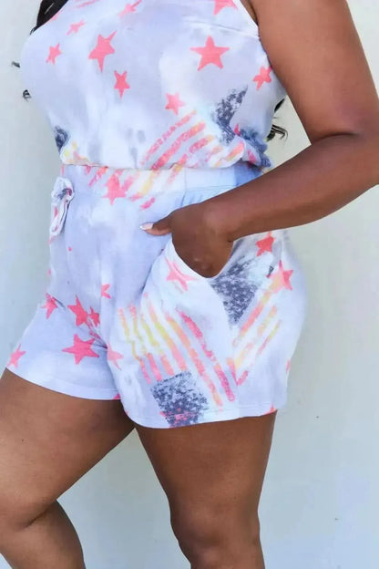 ODDI Full Size Tie-Dye Star Printed Loungewear Set - Bad Moms Club