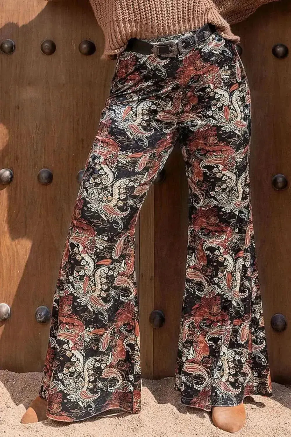 Plus Size Printed Wide Leg Long Pants - Bad Moms Club