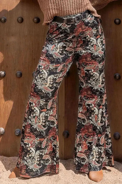 Plus Size Printed Wide Leg Long Pants - Bad Moms Club