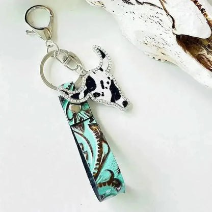 Rhinestone Bull Keychain - Bad Moms Club