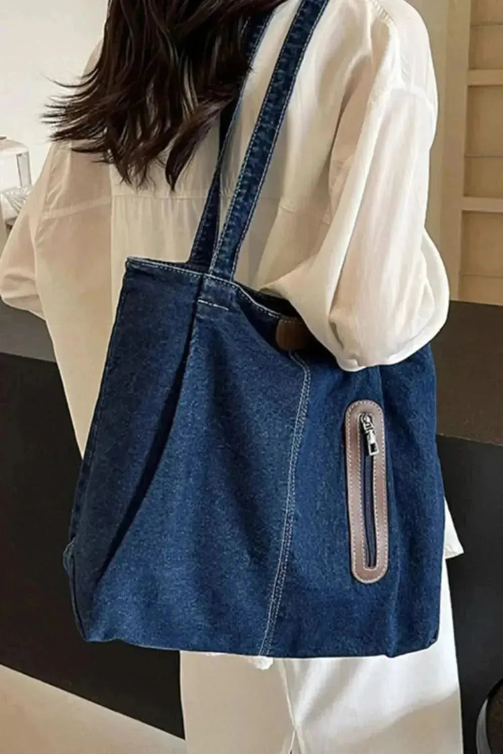 Medium Denim Tote Bag - Bad Moms Club