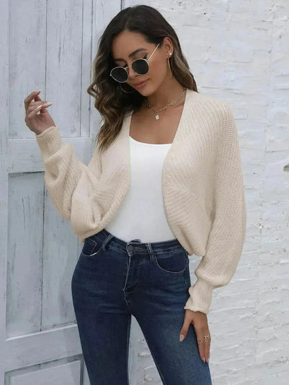 Bat Sleeve Open Front Short Cardigan - Bad Moms Club