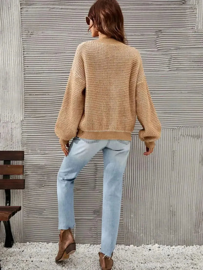 Heathered Lantern Sleeve Cardigan - Bad Moms Club