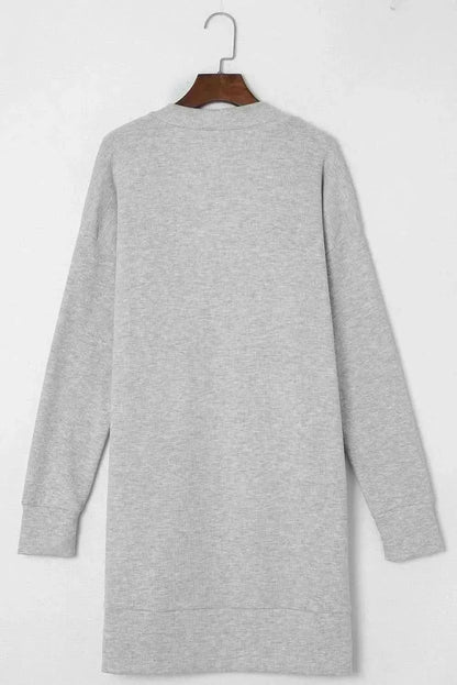 Pocketed Open Front Long Sleeve Cardigan - Bad Moms Club