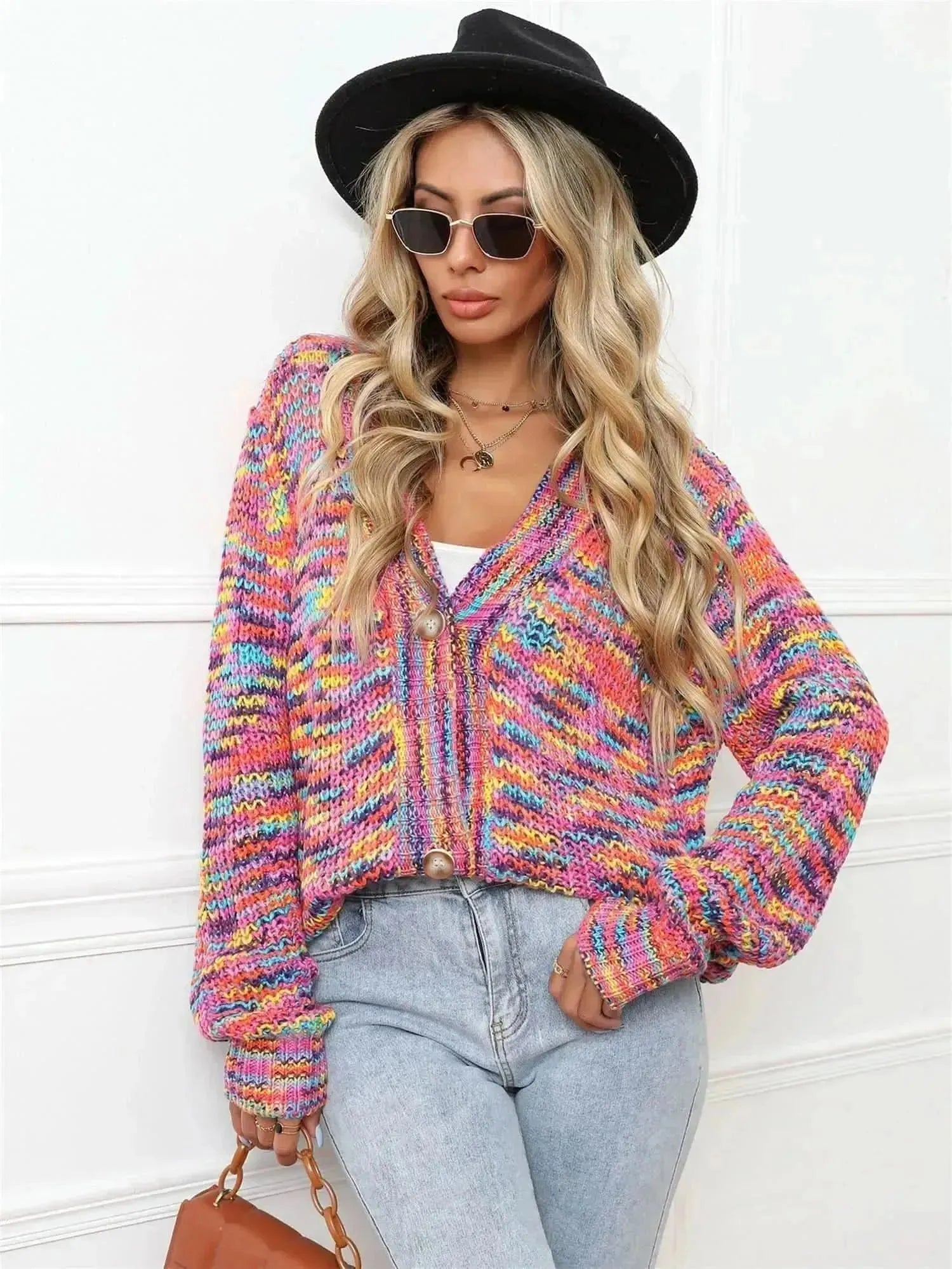 V-Neck Long Sleeve Cardigan - Bad Moms Club