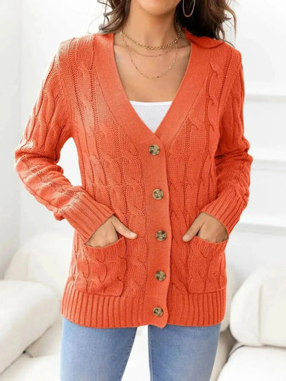 Button Down Cable-Knit Cardigan - Bad Moms Club