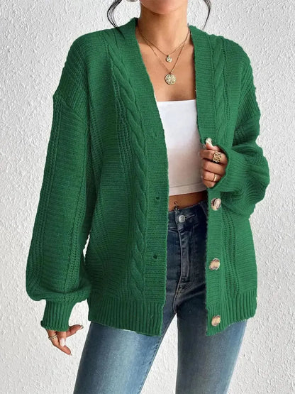 Cable-Knit Button Down Cardigan - Bad Moms Club