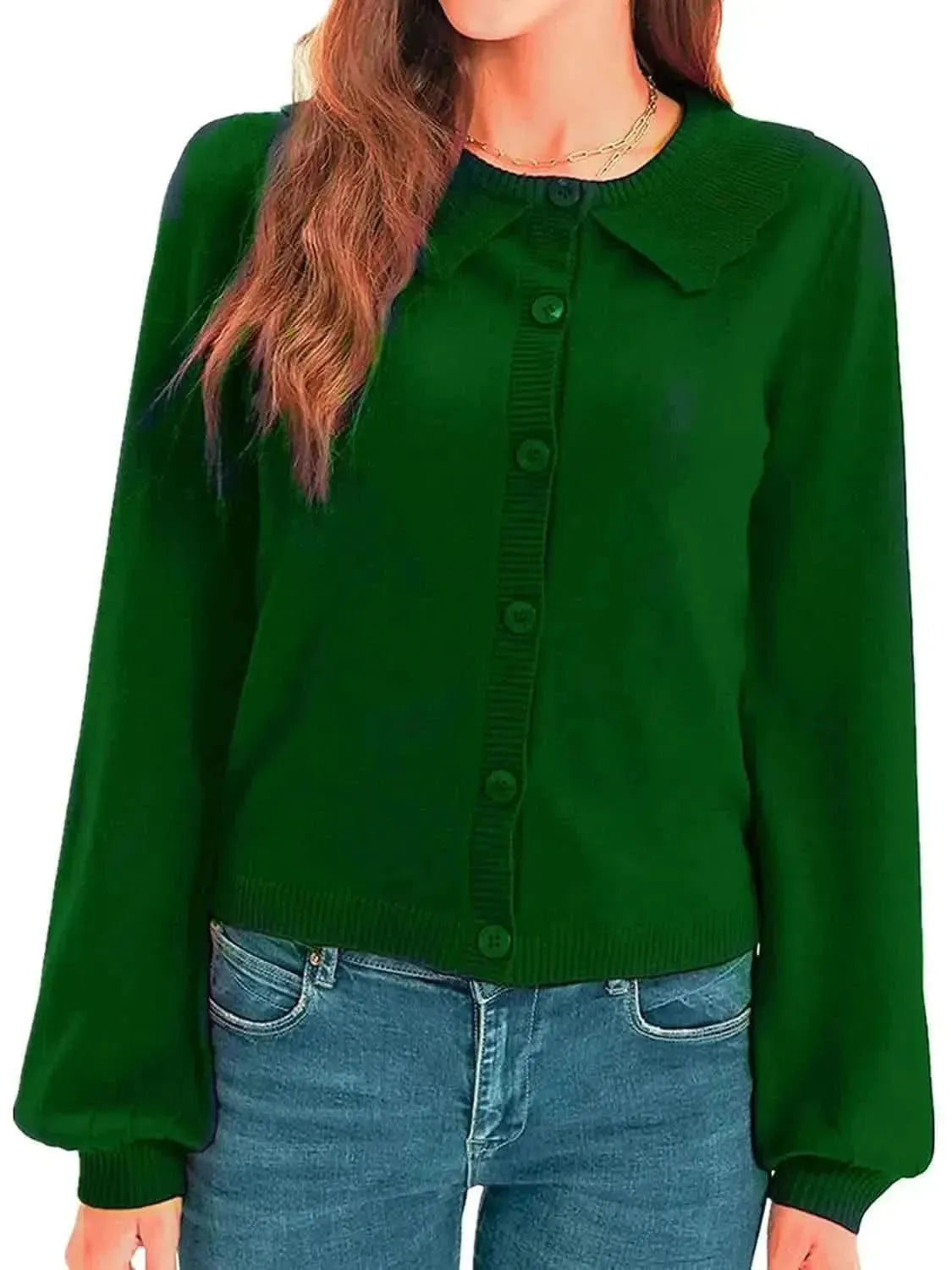Collared Long Sleeve Button Down Cardigan - Bad Moms Club