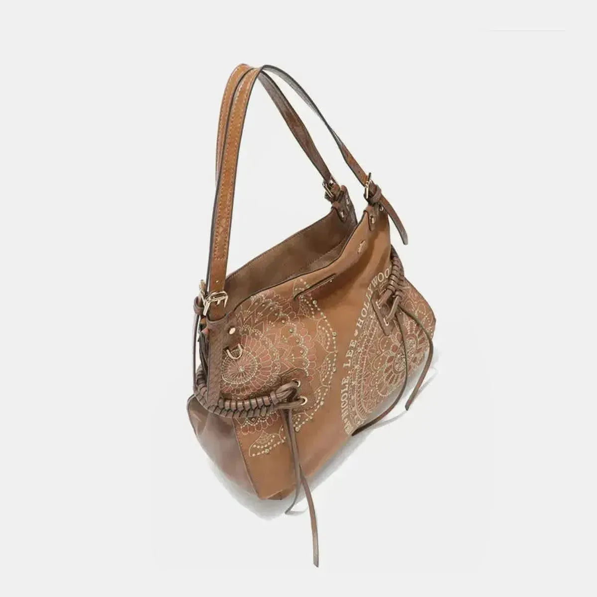 Nicole Lee USA Side Braided Tassel Inlaid Rhinestone Embroidery Hobo Bag - Bad Moms Club