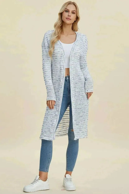 Double Take Full Size Open Front Longline Cardigan - Bad Moms Club